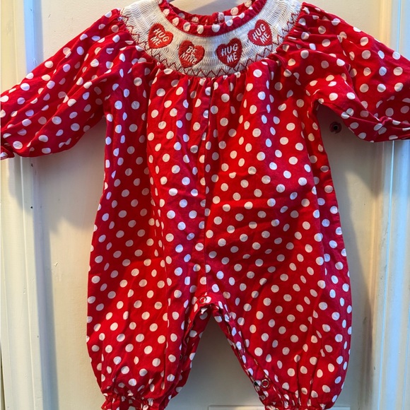 Smocked Valentines Romper - Picture 2 of 10